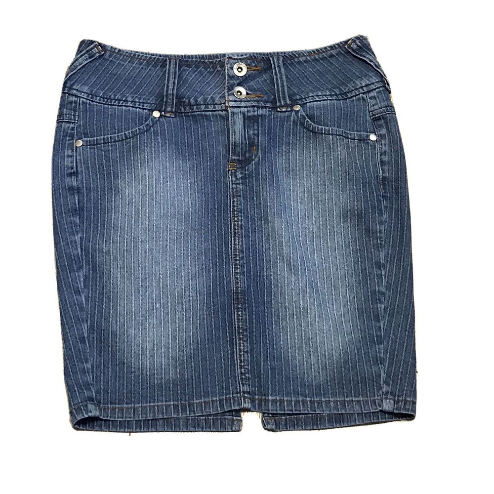 Farlow Jeans Cute Denim Skirt ~ Sz 7 ~ Blue ~ Above Knee ~ Flap Pockets